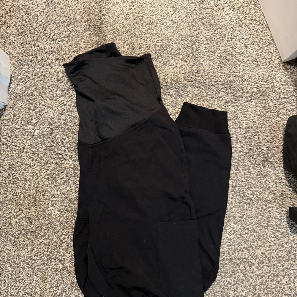 Black S Women's Maternity Scrub Pants